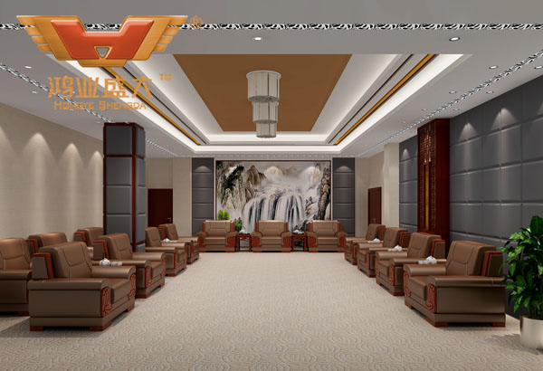 鴻業(yè)設計師根據(jù)要點2，為客戶設計的3D接待室家具擺放效果圖解決方案